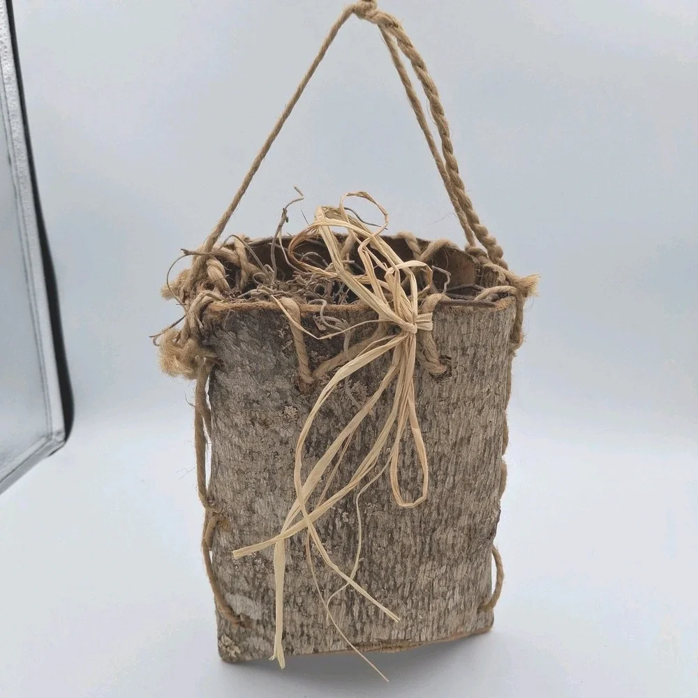 Vintage Wood Bark‎ Berry Basket (Appalachian?) Rustic Cabin Woods Decor Twigs 9